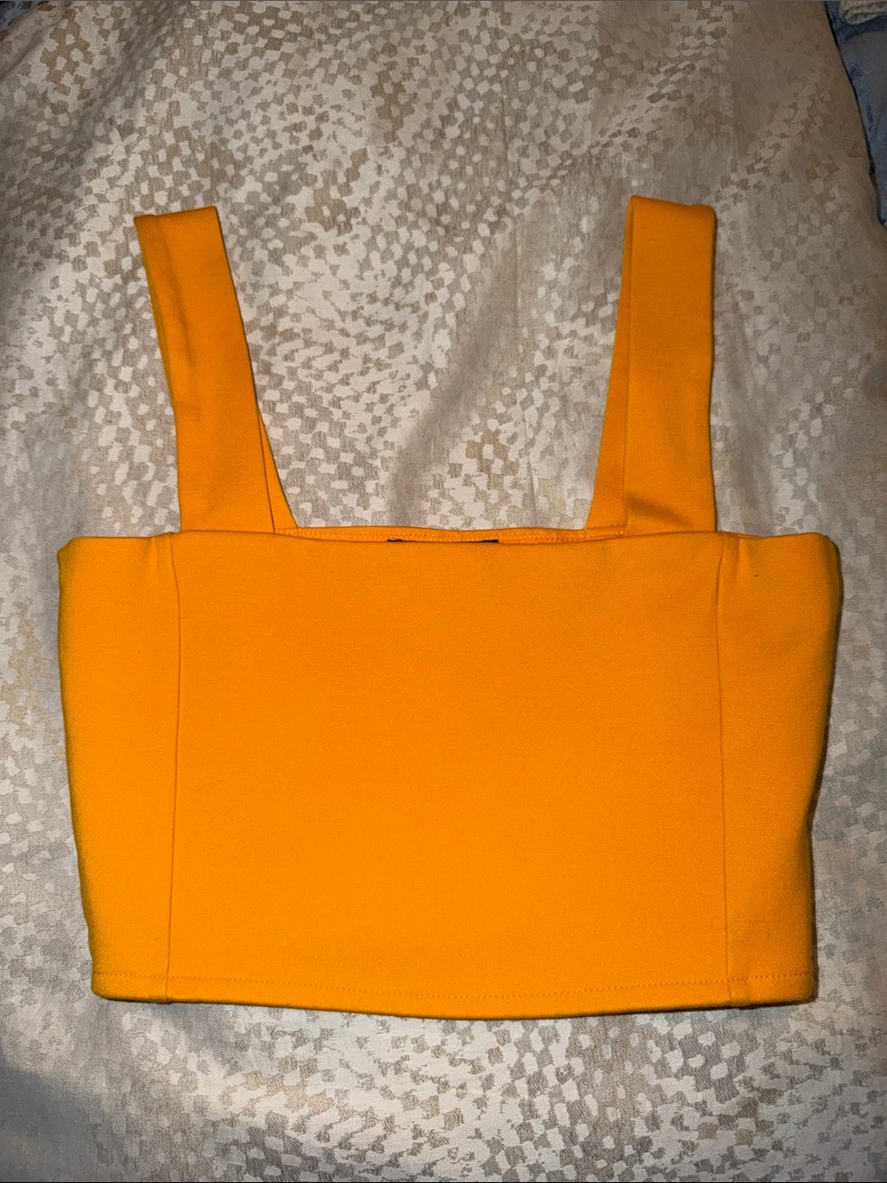 Zara Bright Orange Square-Neck Crop Top